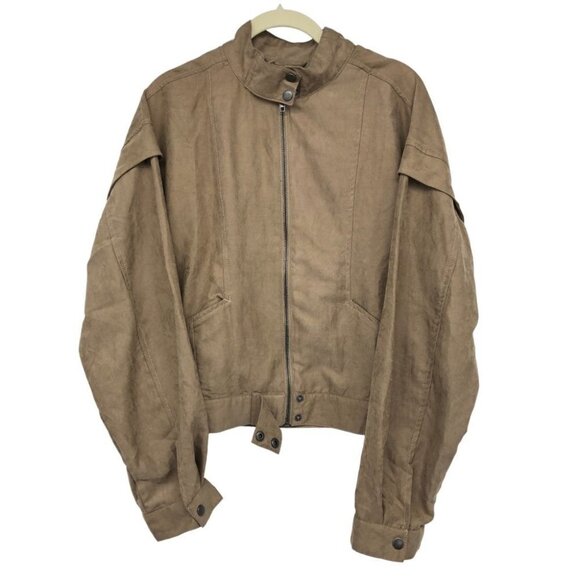 NWT Darling Fashions Tan Almond Marvels Canvas Neutral Lightweight Jacket size M - Picture 1 of 14